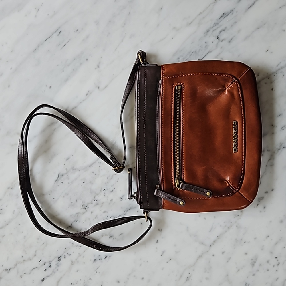 Tignanello brown leather Crossbody Purse